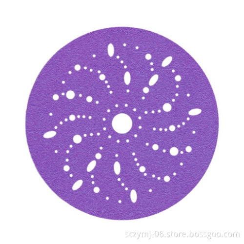 ZY 6 Inch Purple Alumina Abrasive Disc with Multi-Holes for Wood Grinding and Ceramic Sandpaper, Hook and Loop Backing